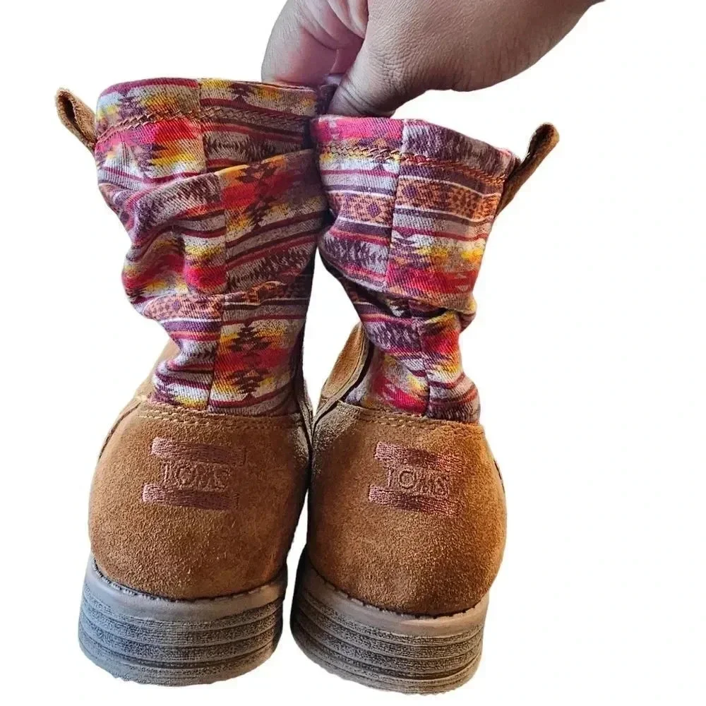 Toms Laurel 10009122 Cinnamon Suede Pendleton Stripe‎ Pull On Boot